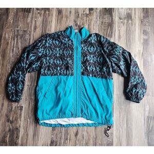 Vintage 90s Nike Zip Up Track Jacket Windbreaker Teal Black Grey 90s White Tag M